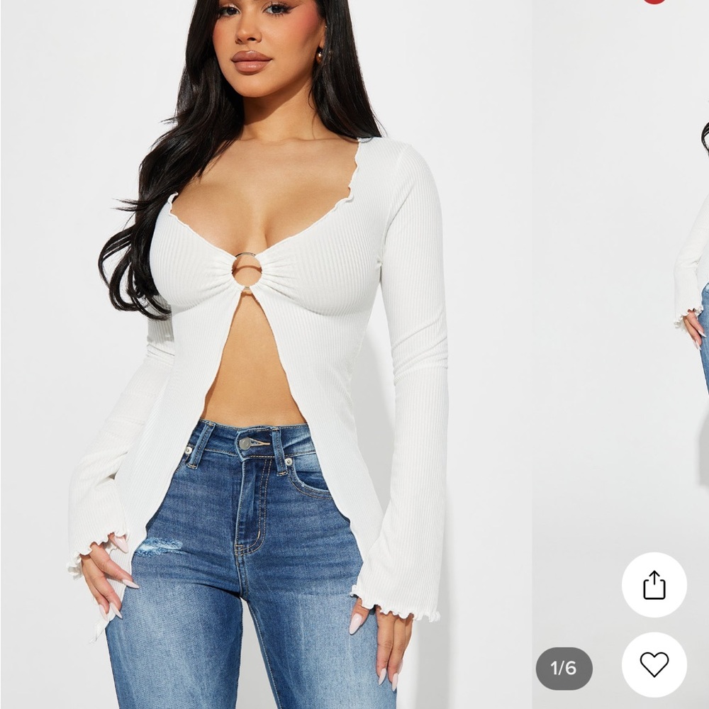 Melanie Ribbed Top-Ivory - Picture 2 of 3